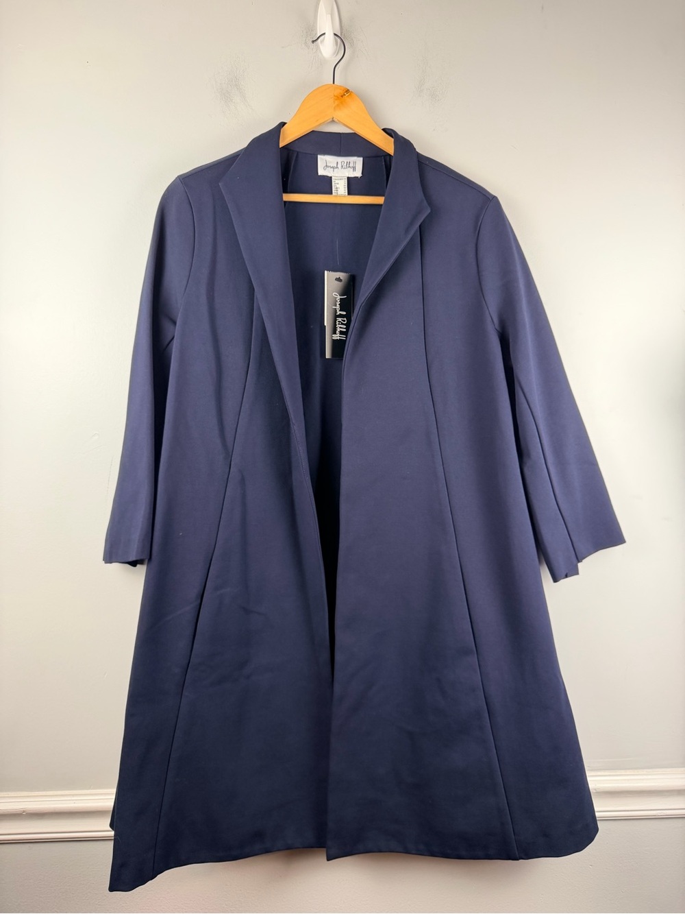New Joseph Ribkoff long open front Cardigan 3/4 length sleeves in navy size 10